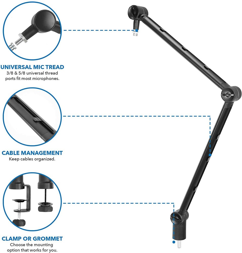 THRONMAX Adjustable Microphone Boom Arm Stand 360-degree Rotating Mic USA 🇺🇸