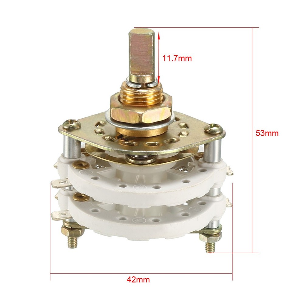 2P6T 2 Pole 6 Position 2 Deck Band Channel Rotary Switch Selector Knob