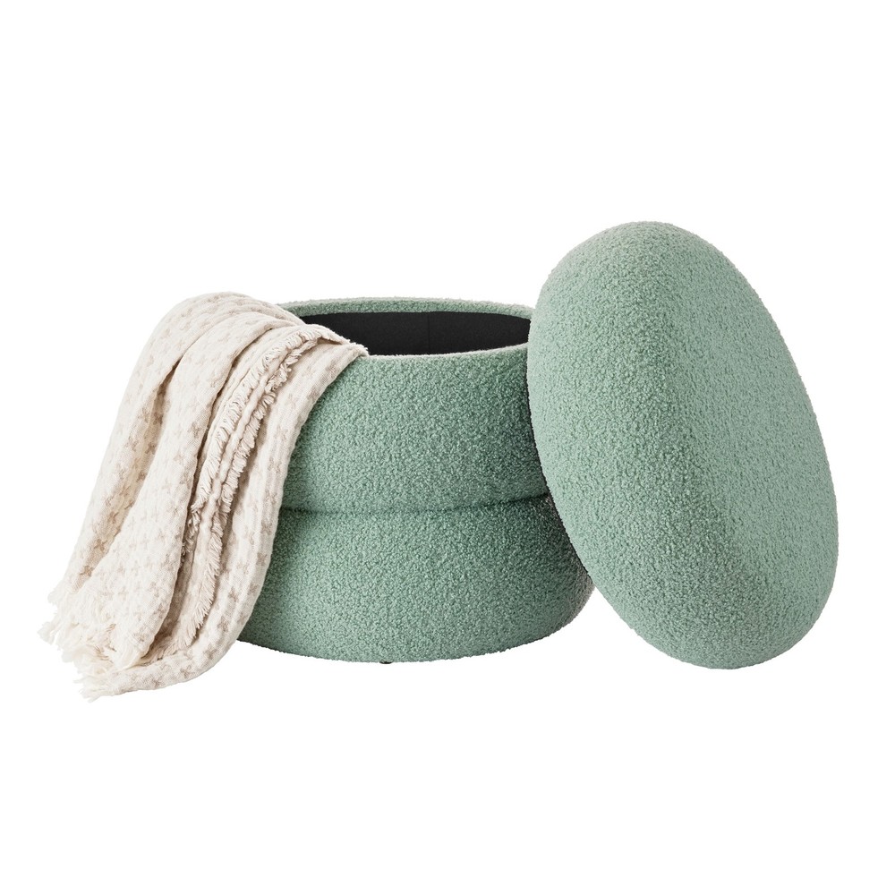 Boucle Cloud Storage Ottoman, Sage