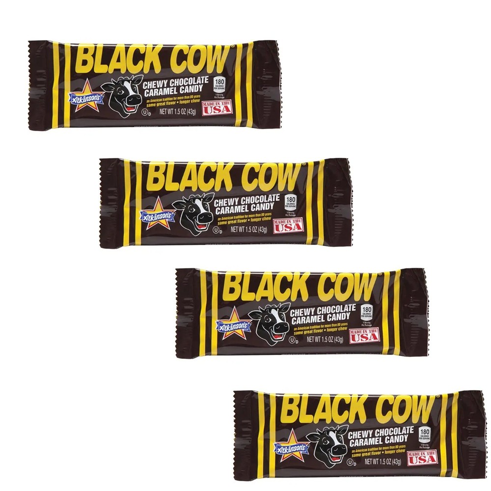 Black Cow Chewy Chocolate Caramel Candy Bars 1.5 oz Each – 4 Count Pack
