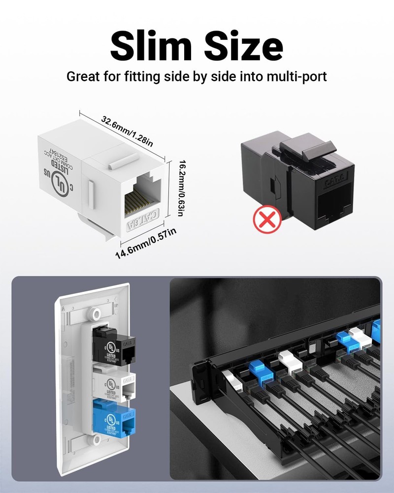 Blue 25-Pack Ethernet Couplers for Customizable Network Setups