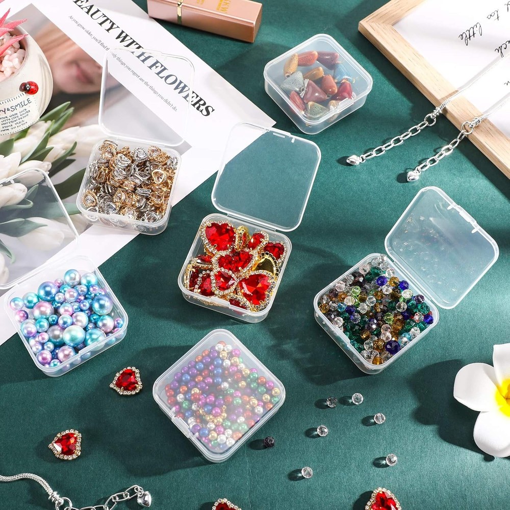 6 Pieces Mini Plastic Clear Beads Storage Containers Box