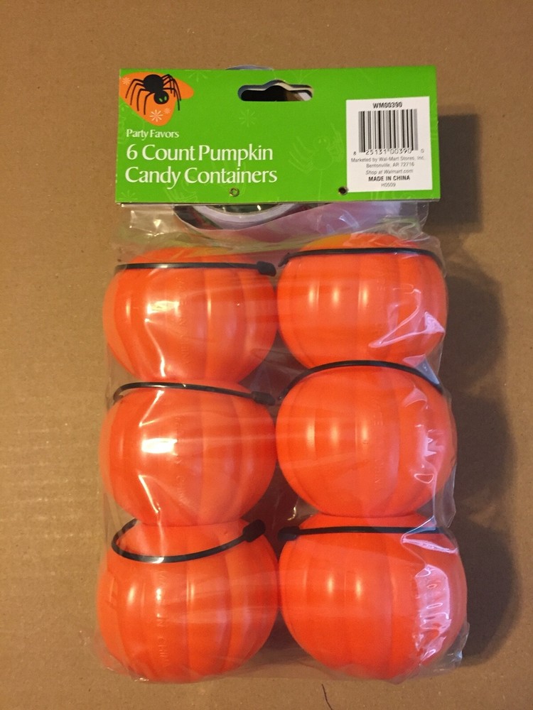 VINTAGE JACK O LANTERNS 6 PACK MINI CANDY CONTAINERS 2.5" EACH