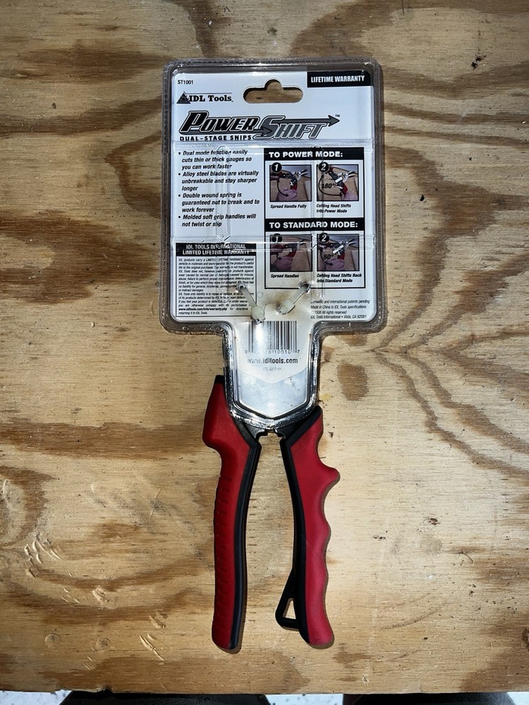 Power Shift Dual Stage Snips- Left Cut- Red Handles.