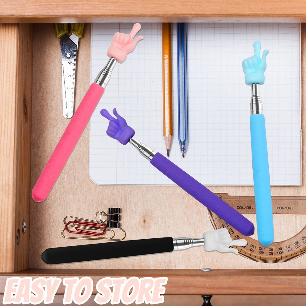 4Pcs Telescopic Teachers Pointer, Mini Extendable Hand Pointer Finger Pointer...