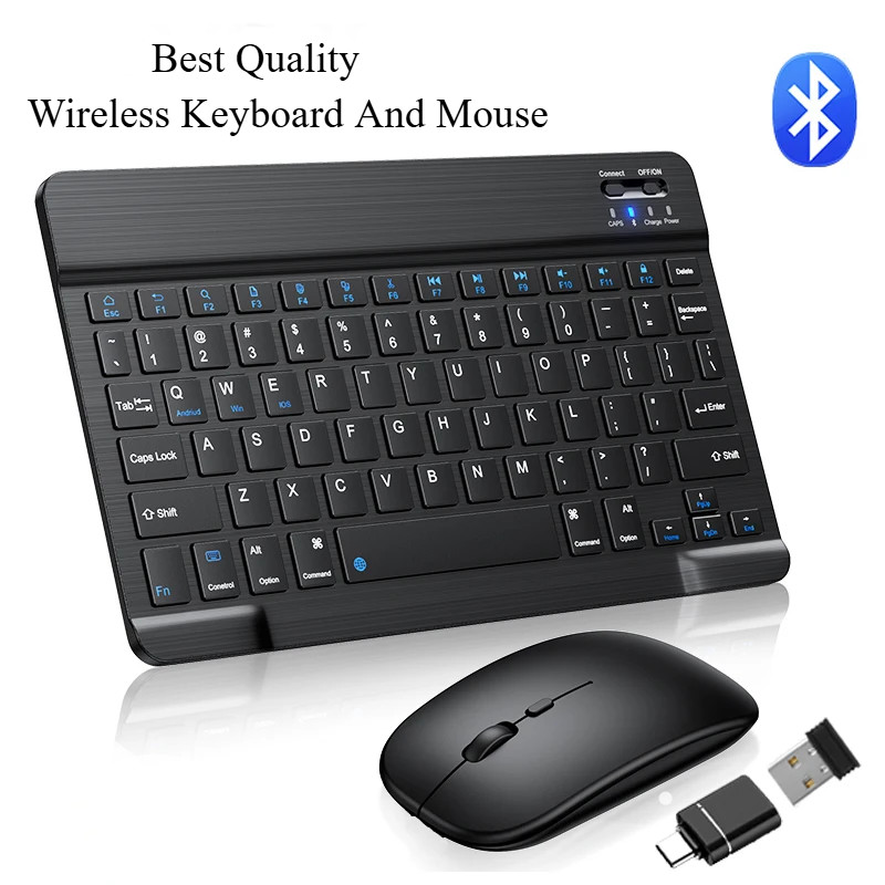Portable Wireless Keyboard And Mouse Combo Bluetooth Universal For Laptop Tablet
