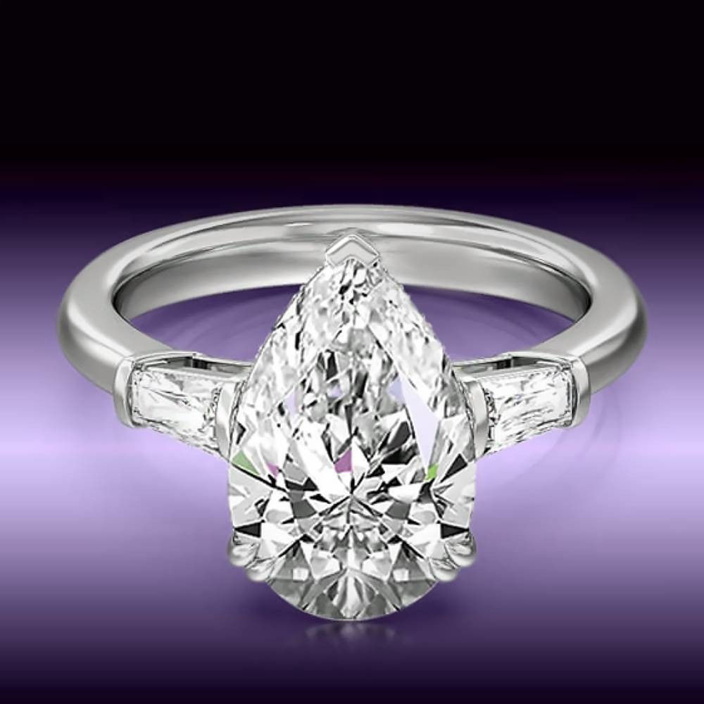 14K  White Gold Semi Mount Setting Pear Cut Diamond Ring 0.70 Carat Wedding