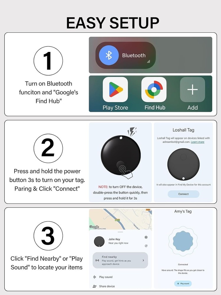 2-Pack Android Tracker Tags - Find Hub Compatible, Waterproof & Compact