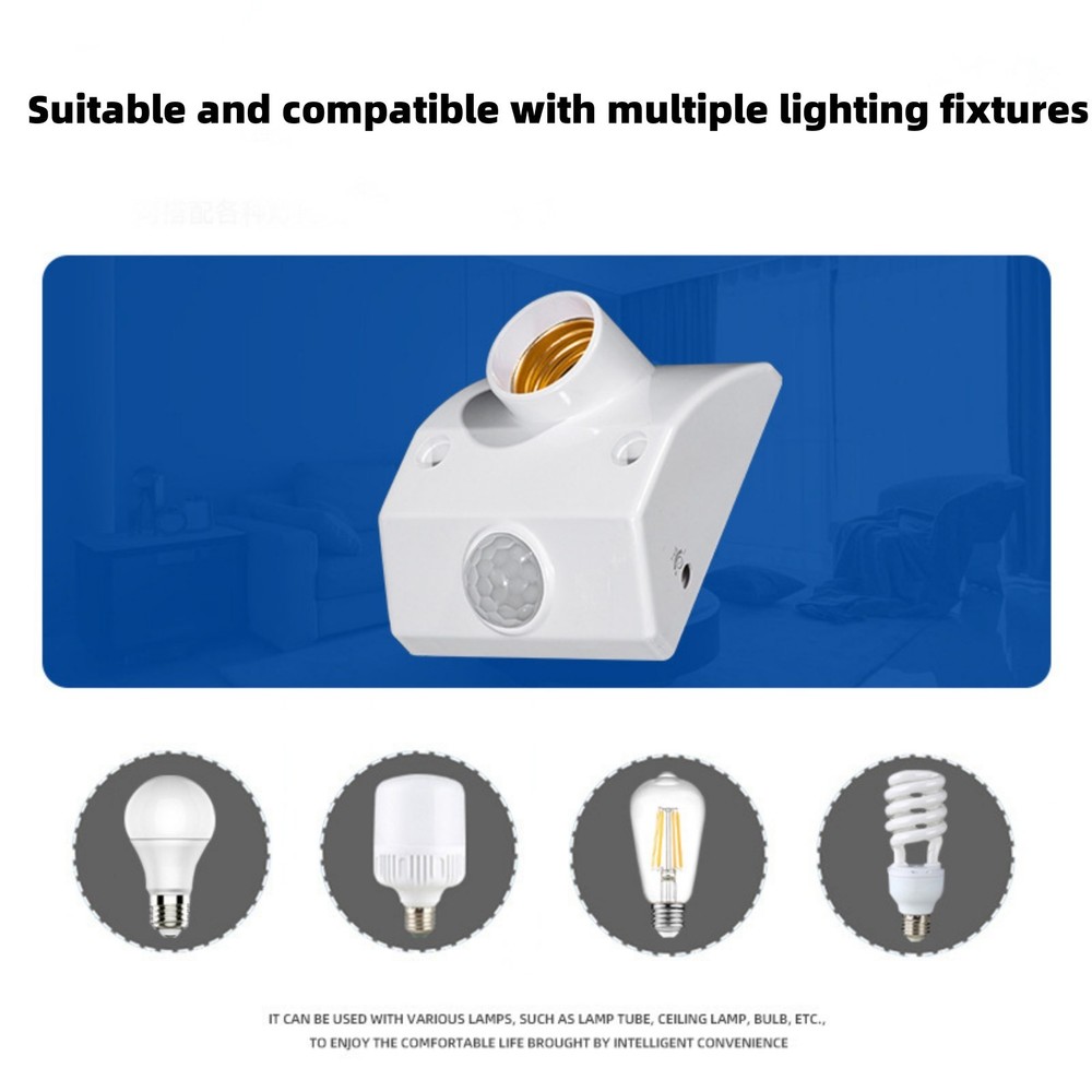 White Auto Human Motion Sensor Detector Bulb Light Lamp Base Holder