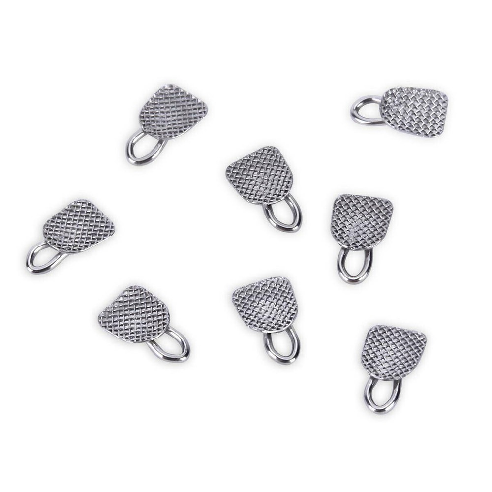 10 Packs Dental Bondable Lingual Buttons Traction Hook Rectangular Mesh Base