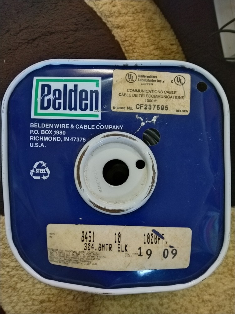 Beldon Communications Cable ~1000 ft "CF237595" "E108998"
