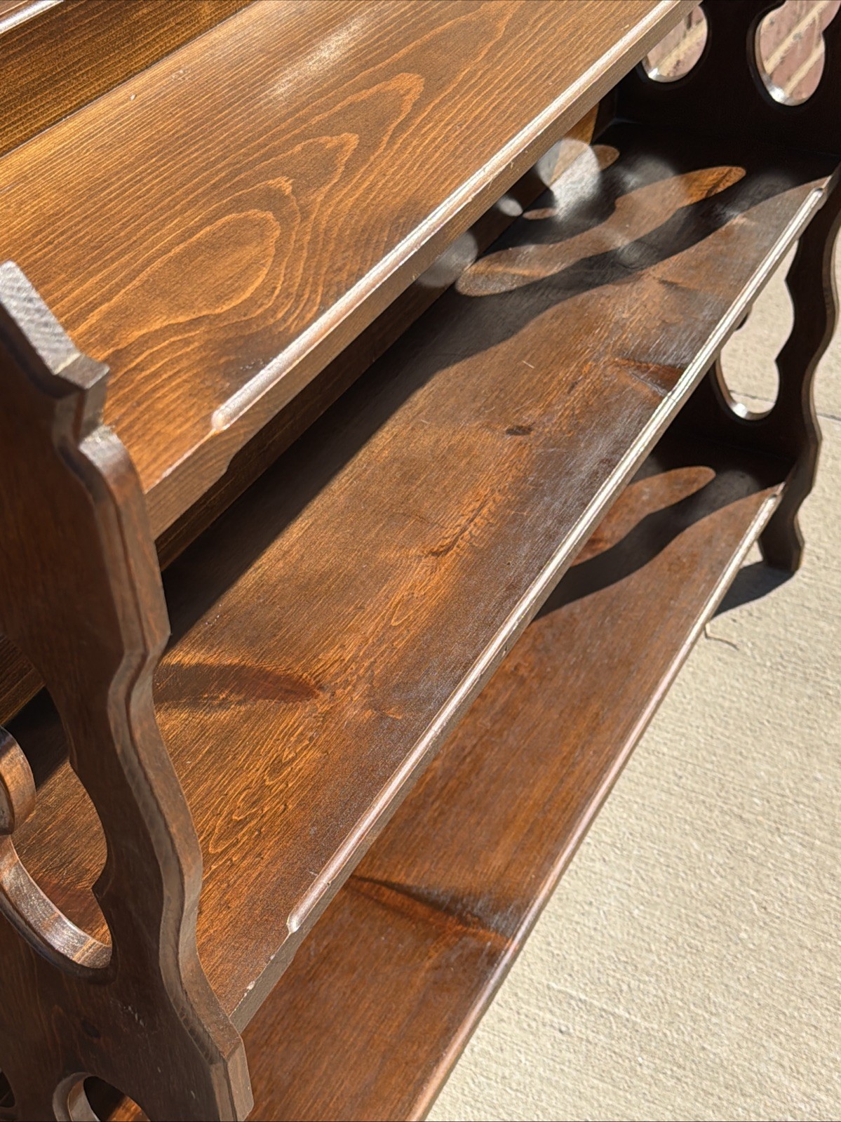 Antique 3 Shelf Wood Bookshelf, Victorian 37”L 33.5”H 9”D