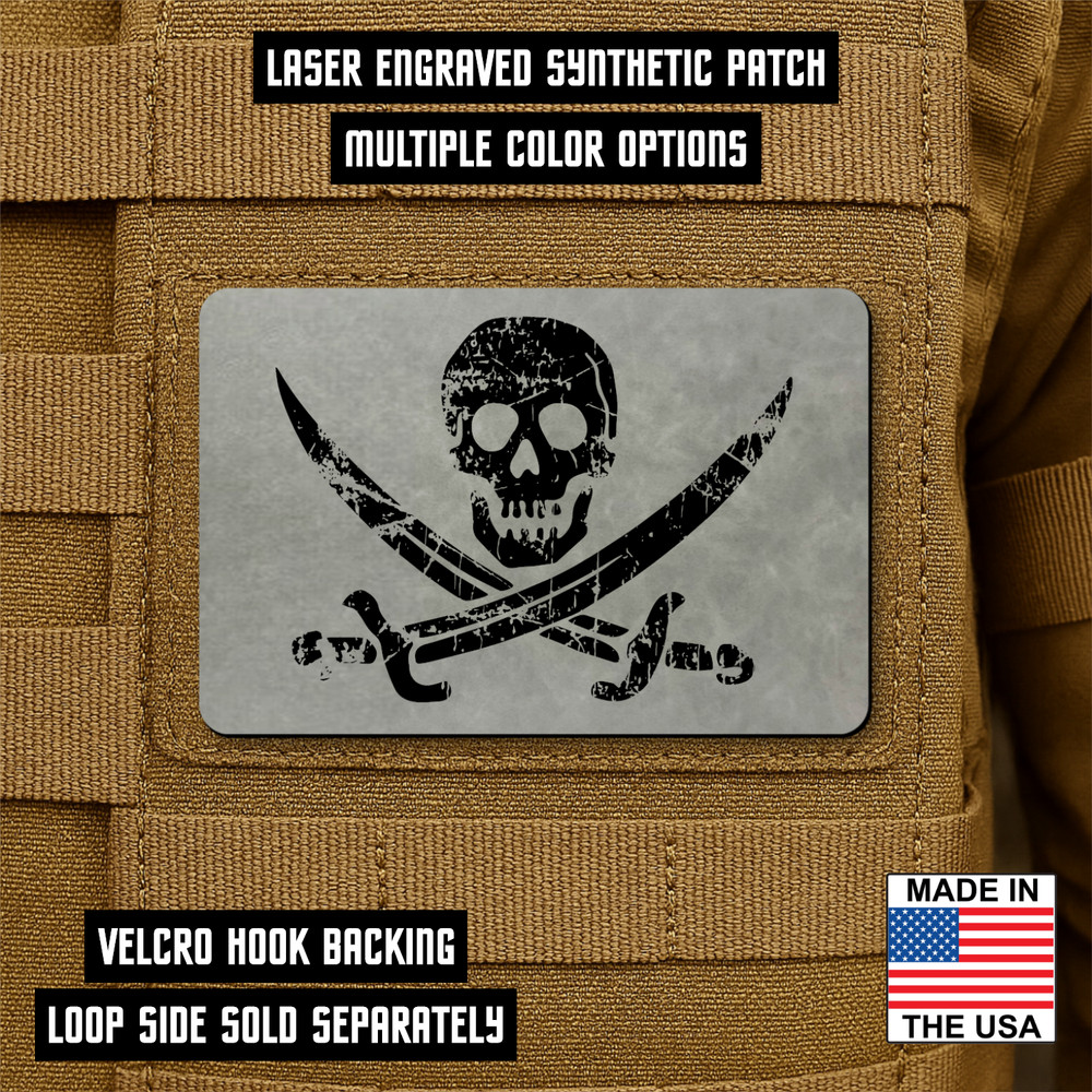Jolly Roger Flag Morale Patch 2" x 3" Hook & Loop Pirate Plate Carrier Patch