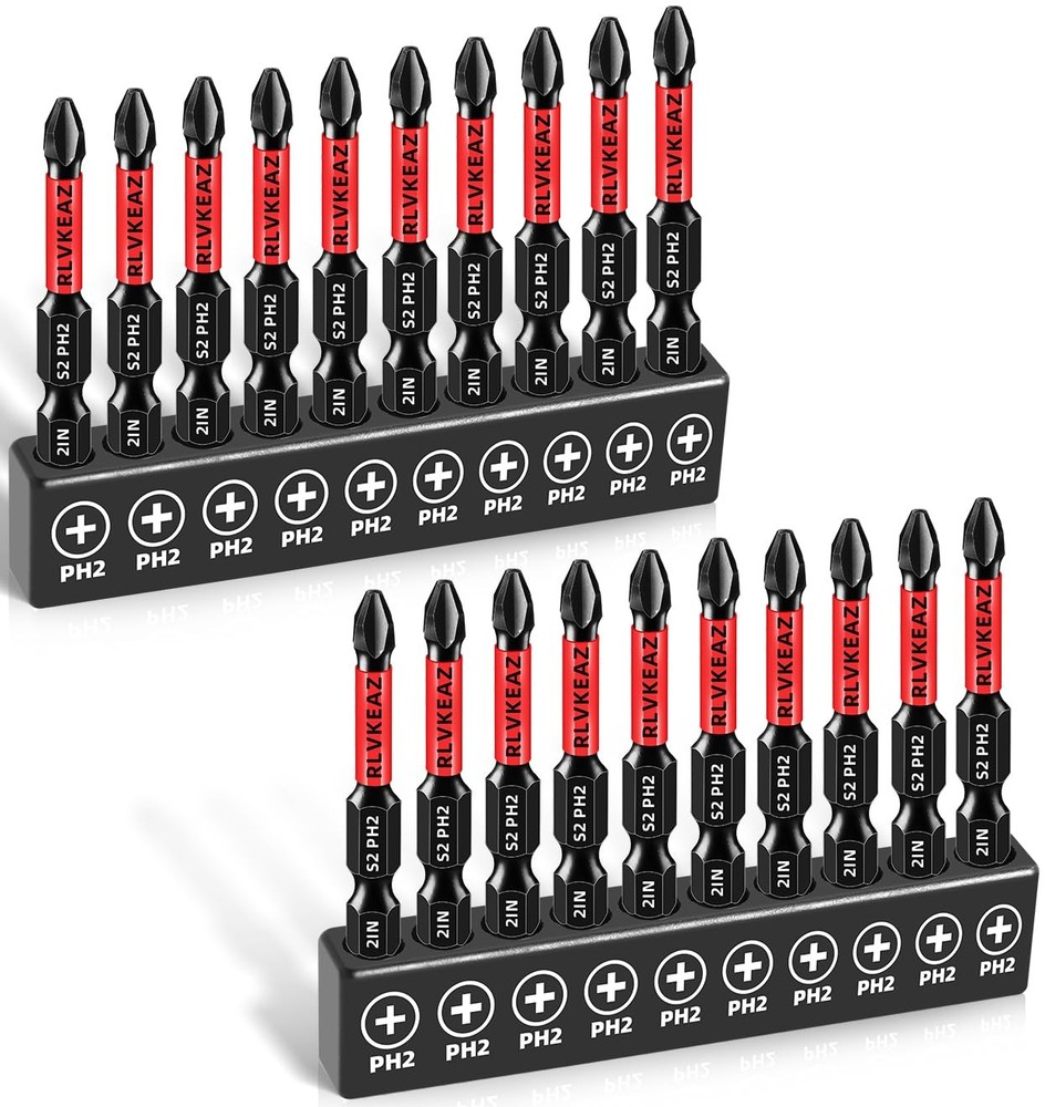20-PCS Phillips Bits #2 Impact, Magnetic 2'' 20pcs phillips bits #2, Black