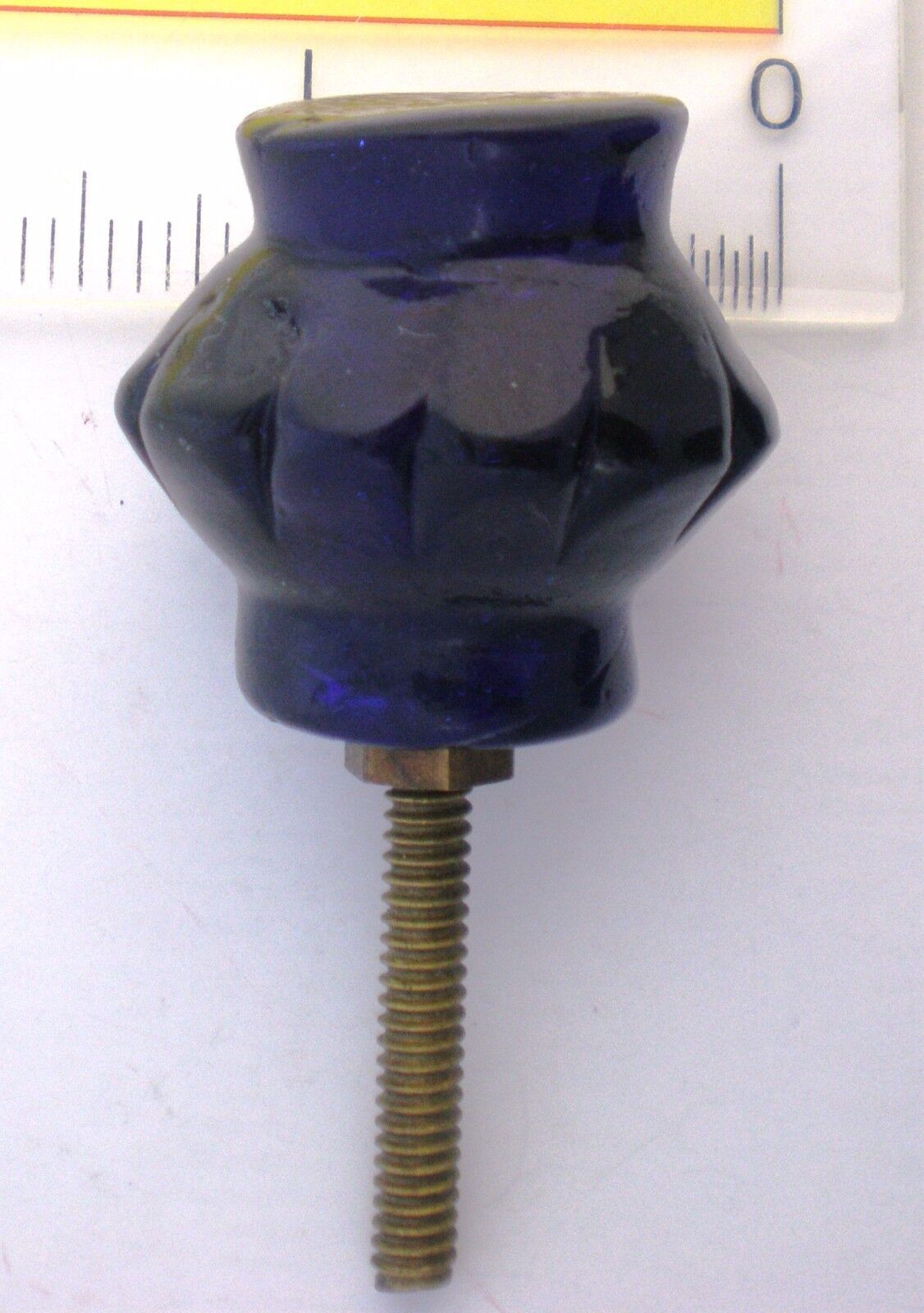 RARE COBALT BLUE WITH INCLUSIONS OLDER GLASS KNOBS PULLS HANDLES