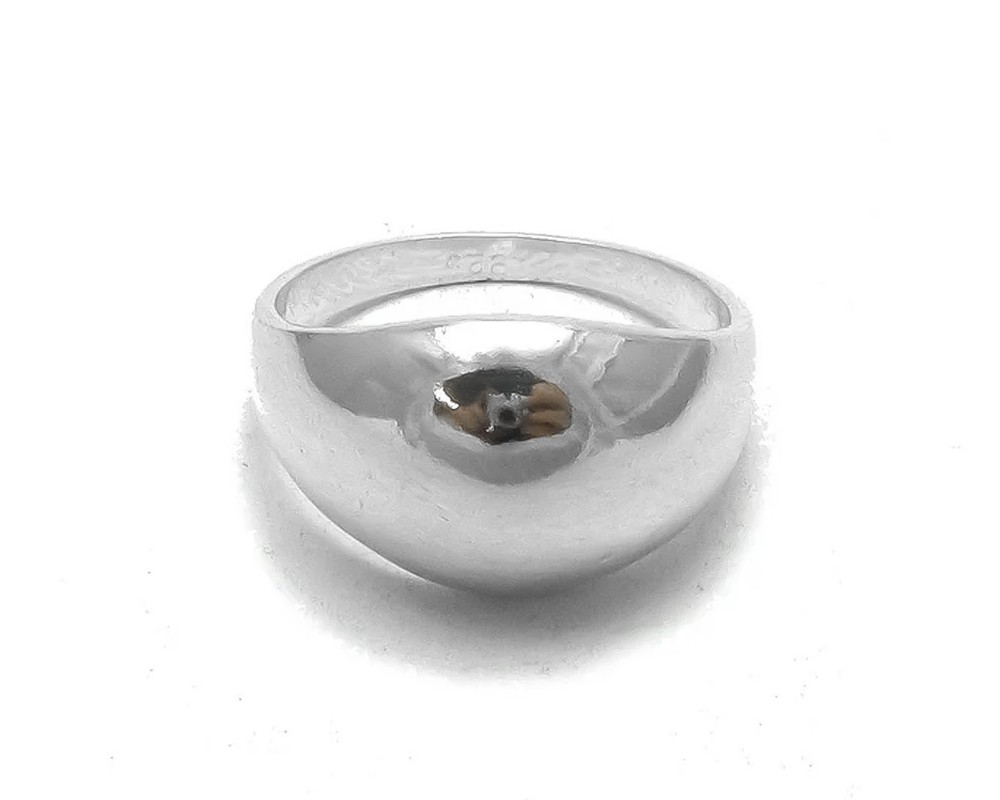 Solid 925 Sterling Silver Dome Bold Polished Wide Chunky Band Statement Ring