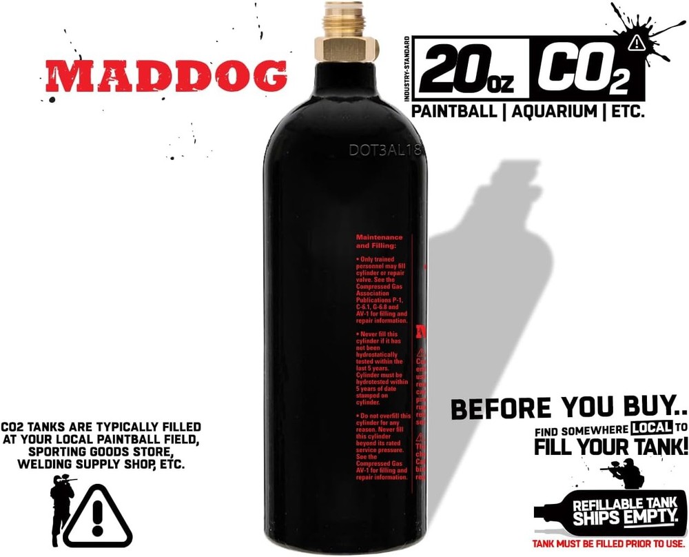 Refillable Aluminum CO2 Paintball Tank Empty Replacement Accessory