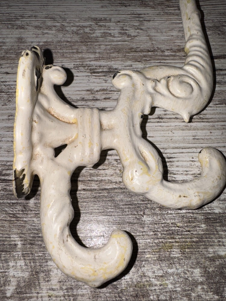 Vintage Victorian Ornate Cast Iron Double Coat & Hat Hook