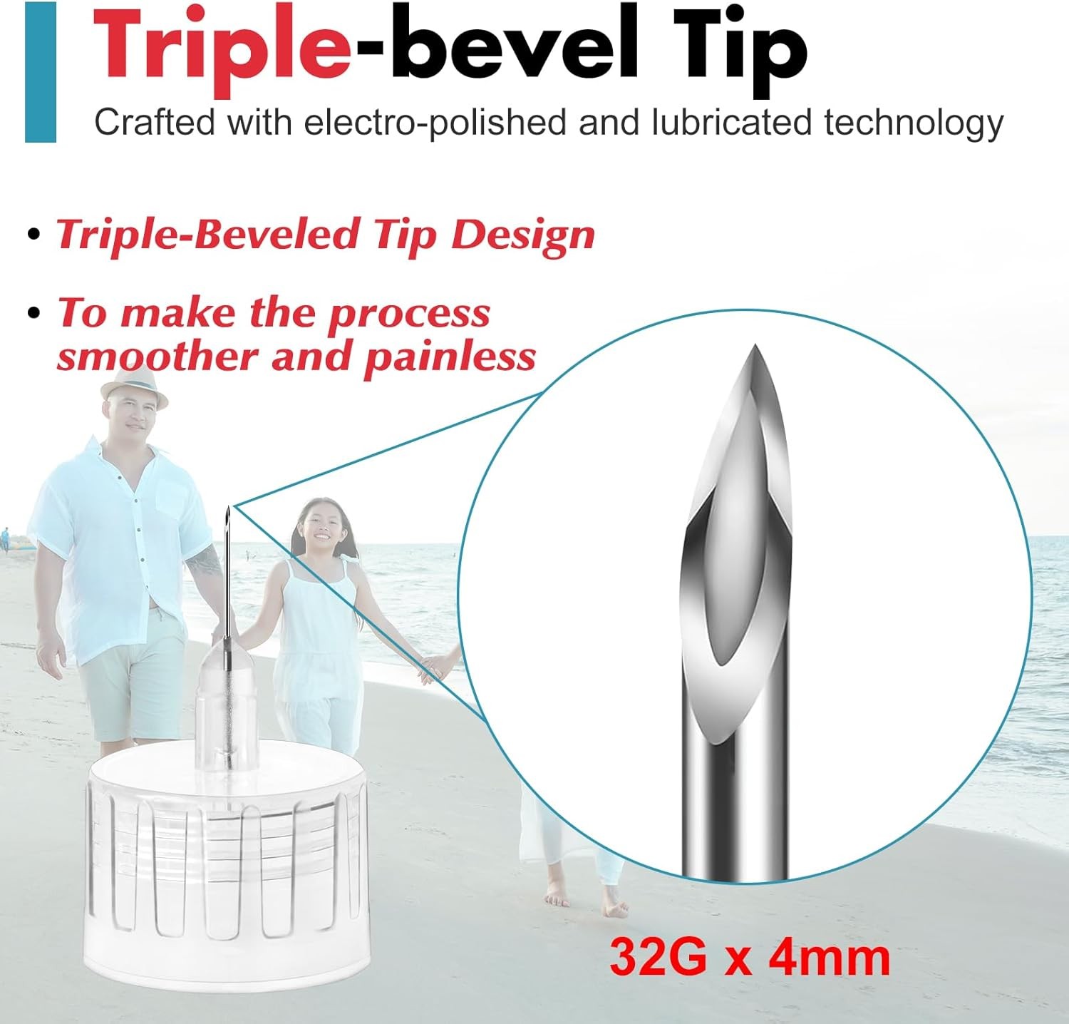 Pen Tips 32G x 4mm, Universal Fit, 100/bx, Comfortable, Extra-Thin