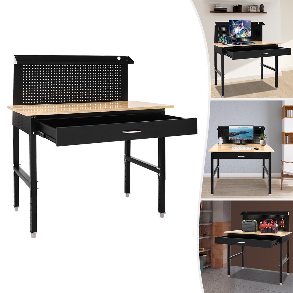 Adjustable Garage Workbench Work Bench for Garage Office Home 48"×24''