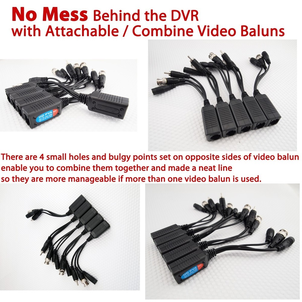 Security Camera Video Audio Power Balun Transceiver BNC Cat5 Cat6 UTP Cable