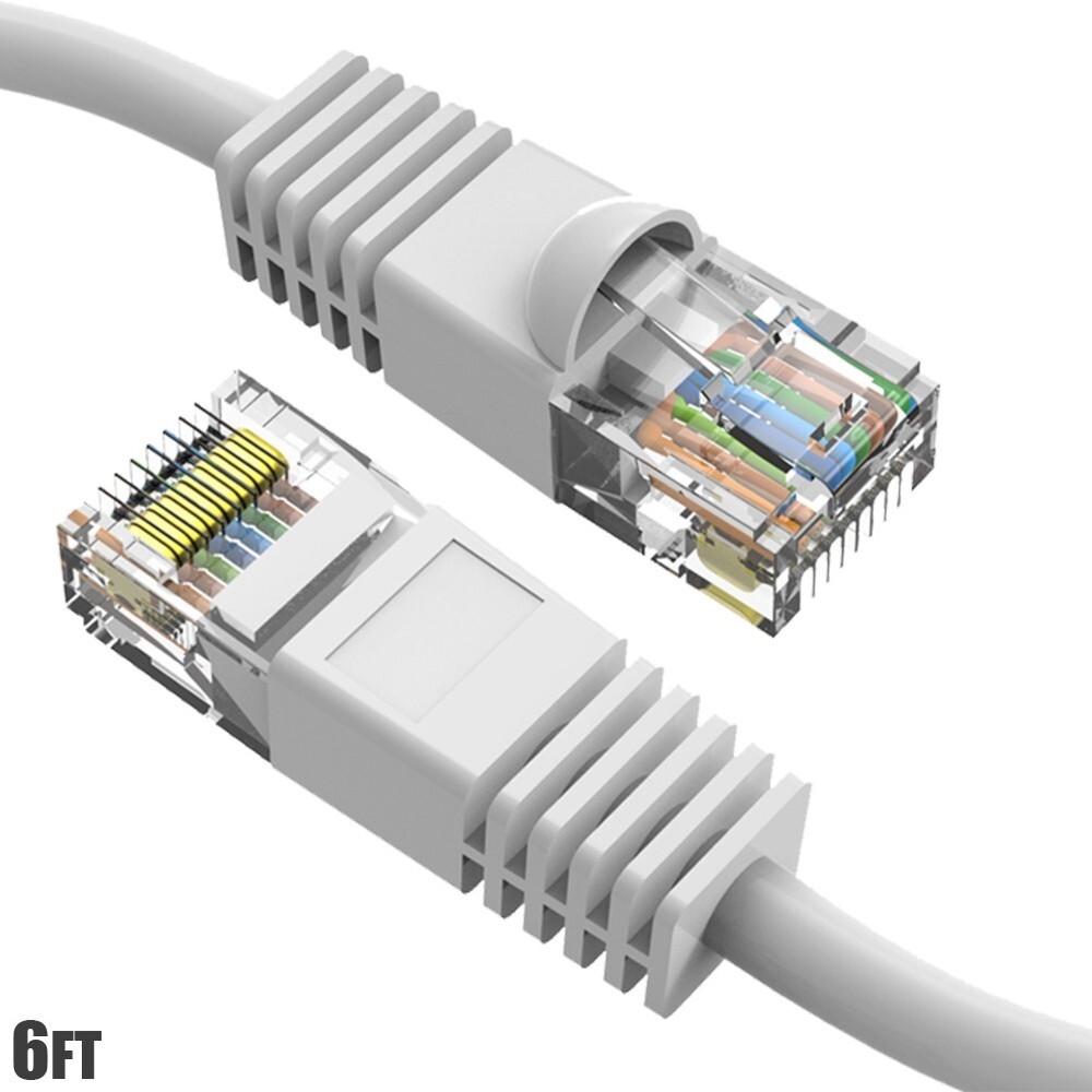 6Ft Cat6 RJ45 Network LAN Ethernet UTP Snagless Patch Cable Pure Copper White