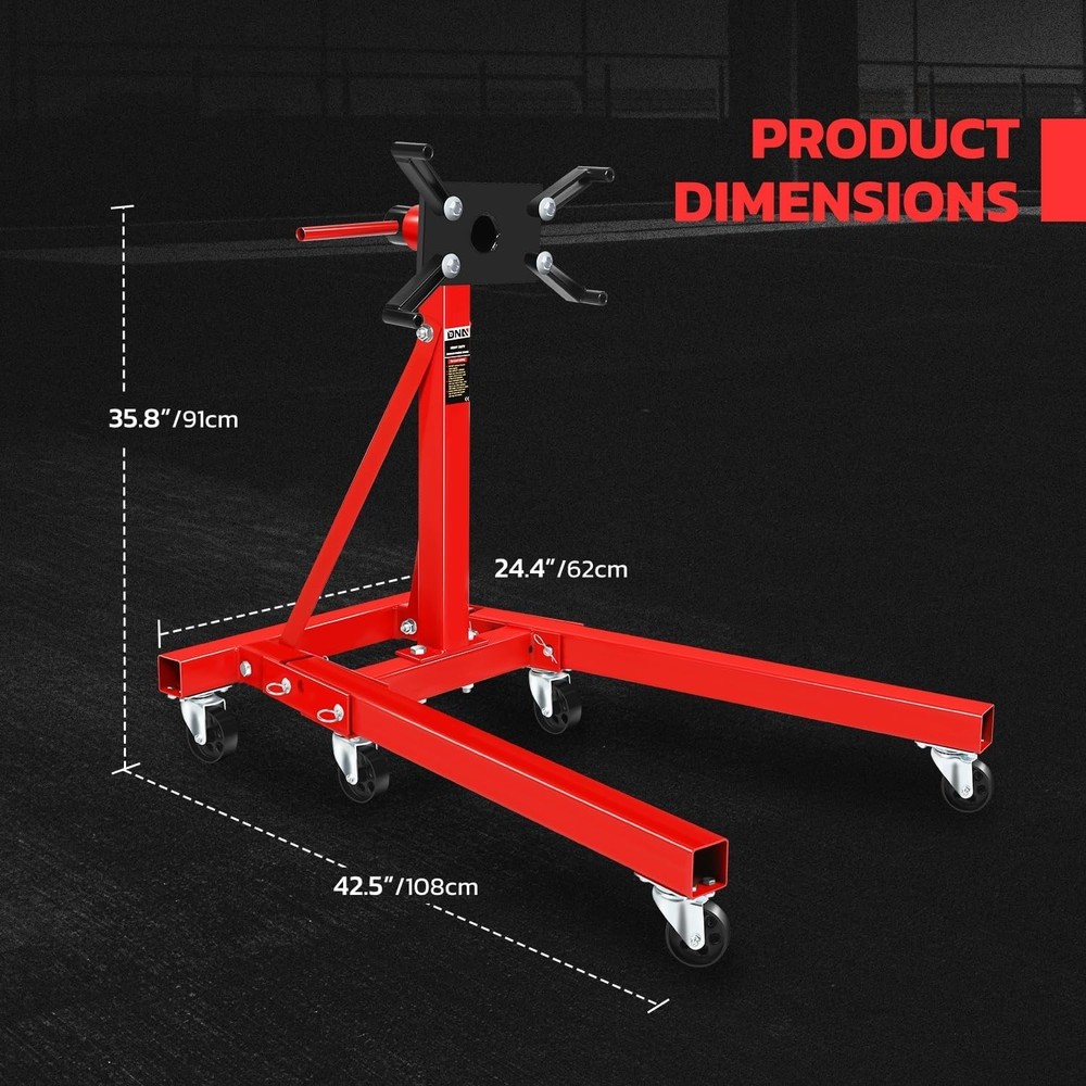 Foldable 2000LB Engine Motor Stand with 360° Rotation & 6 Casters for Mobility
