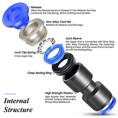pcs Straight Push Connectors Plastic Quick Release 1/4"/5/16"/3/8"OD 30