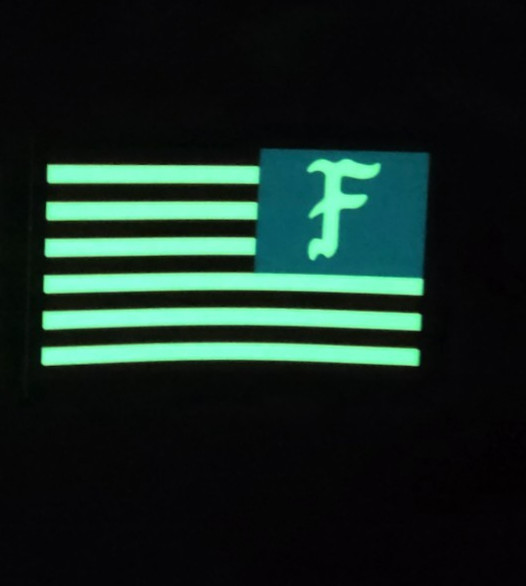 🏴FOG 'F' PVC 'Reverse' USA Flag patch GITD 🏴 (Sup def, BCS, TFD White Phosphor