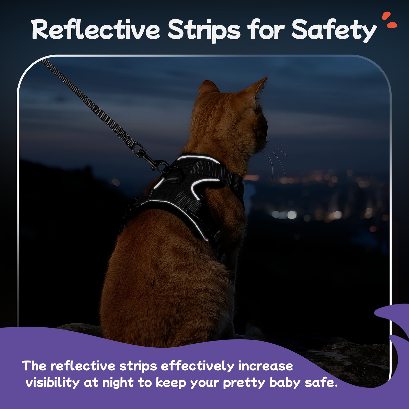 Pigo Cat Harness & Leash Escape Proof Soft Adjustable Vest Breathable Reflective