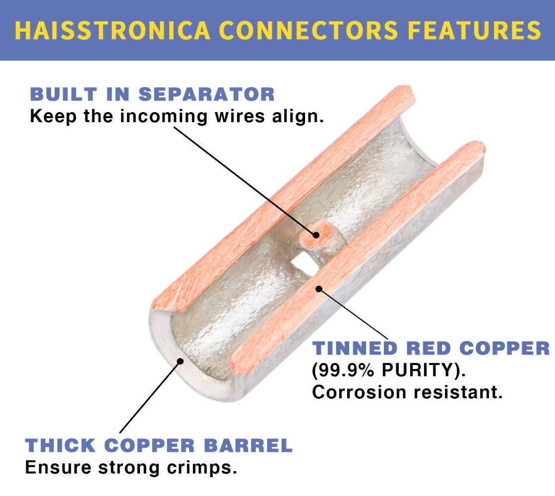 660PCS Non Insulated Butt Splice Uninsulated Crimp Wire Connectors Terminals Kit