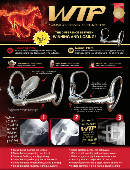 Winning Tongue Plate Bit - Dee Snaffle Eggbutt Lightweight