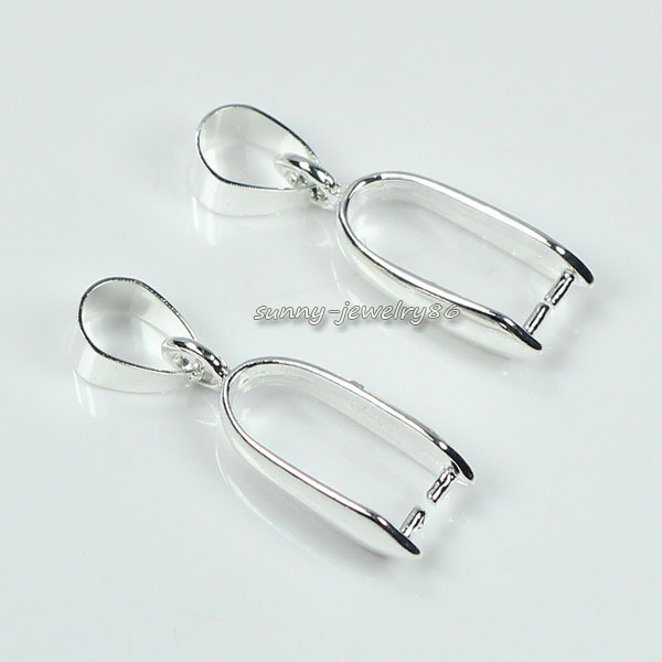 50pcs 24x7mm Large Pendant Pinch Bails Connectors Silver/Dull Silver/Gold Plated