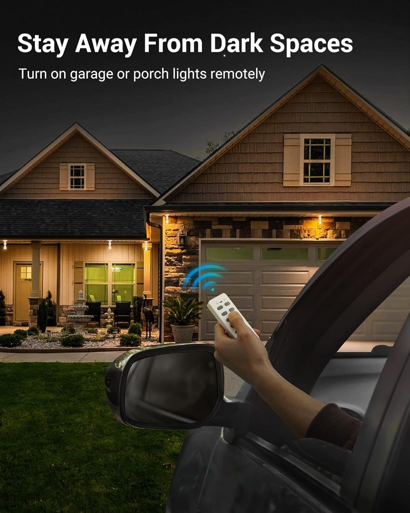 2 Remote + 4 Socket Wireless Light Bulb Socket Switch Kit, ETL Listed