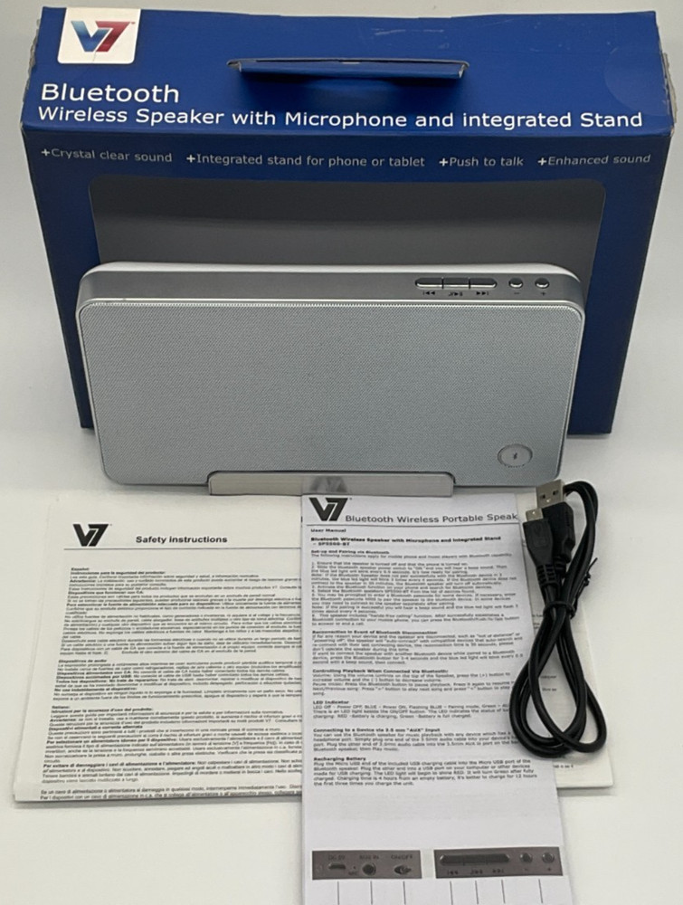 V7 SP5500-BT-WHT-9NC Bluetooth Wireless Speaker - White