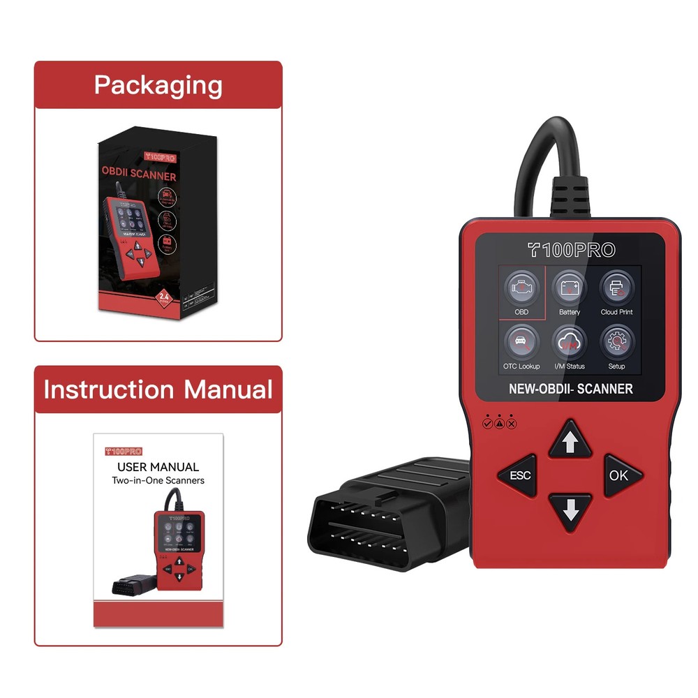 Car OBD2 Scanner Diagnostic Tool DTC Lookup OBD II Code Reader Clear Fault Light