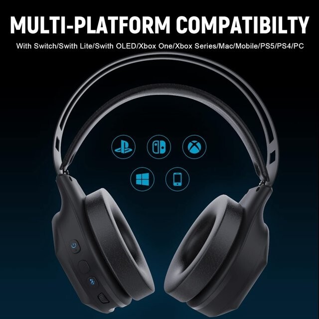 PS5 Switch Xbox PC Gaming Headset, RGB Wireless, Low Latency, Bluetooth Mic