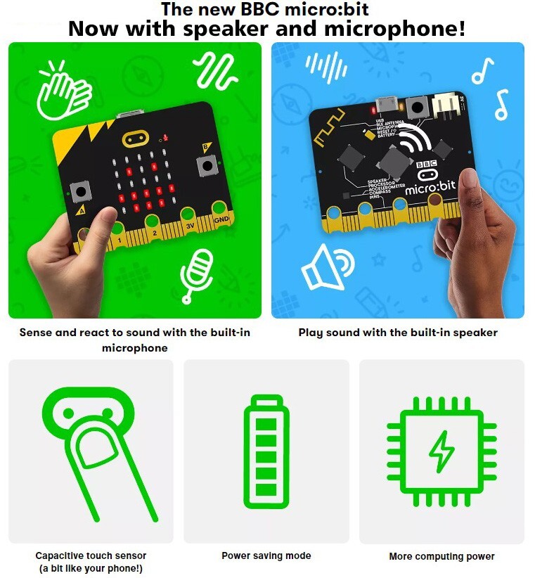 BBC Micro:Bit V2.1 Go Kit - Includes micro:bit Board, MicroUSB Cable, and Bat...