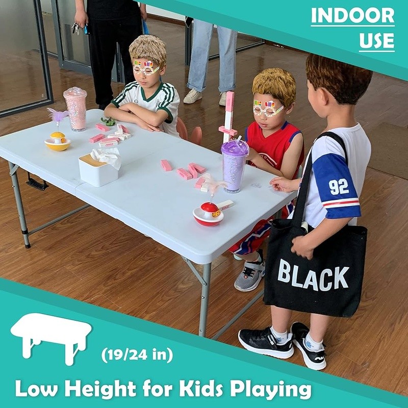 Adjustable Folding Table 4ft Lightweight Sturdy Indoor Outdoor Multi-Purpose Use