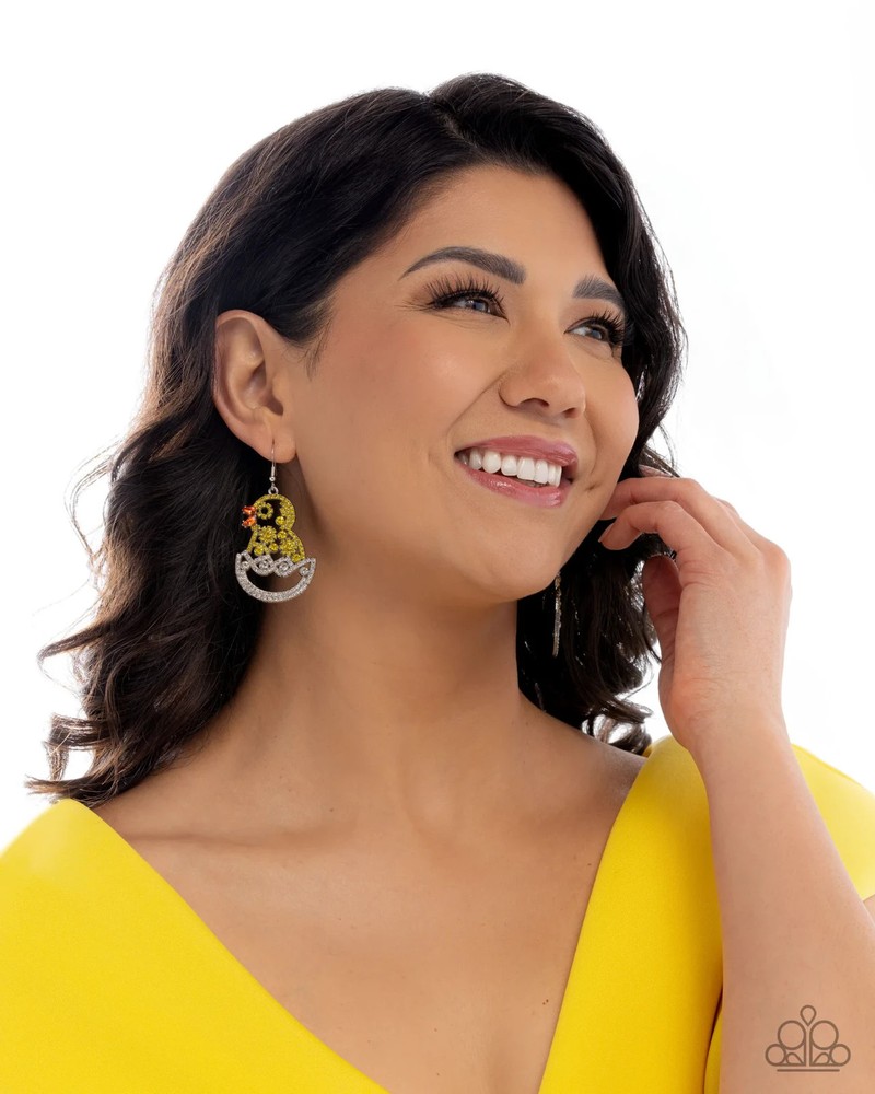 Paparazzi Easter Earrings - Chick Couture - Yellow