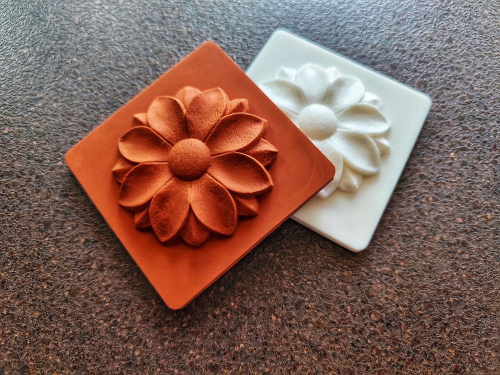Silicone mold for square tile with 3d flower element | Handmade tiles