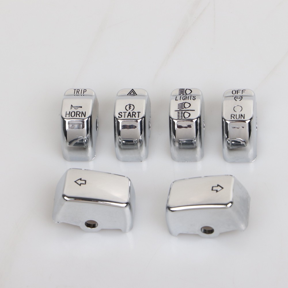 6X Chrome Hand Control Switch Housing Button Cap For Harley Dyna Fat Bob Softail
