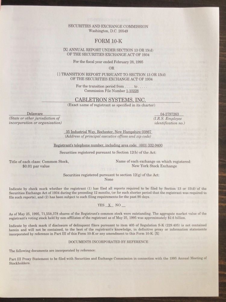 1995 Cabletron Systems Annual Report