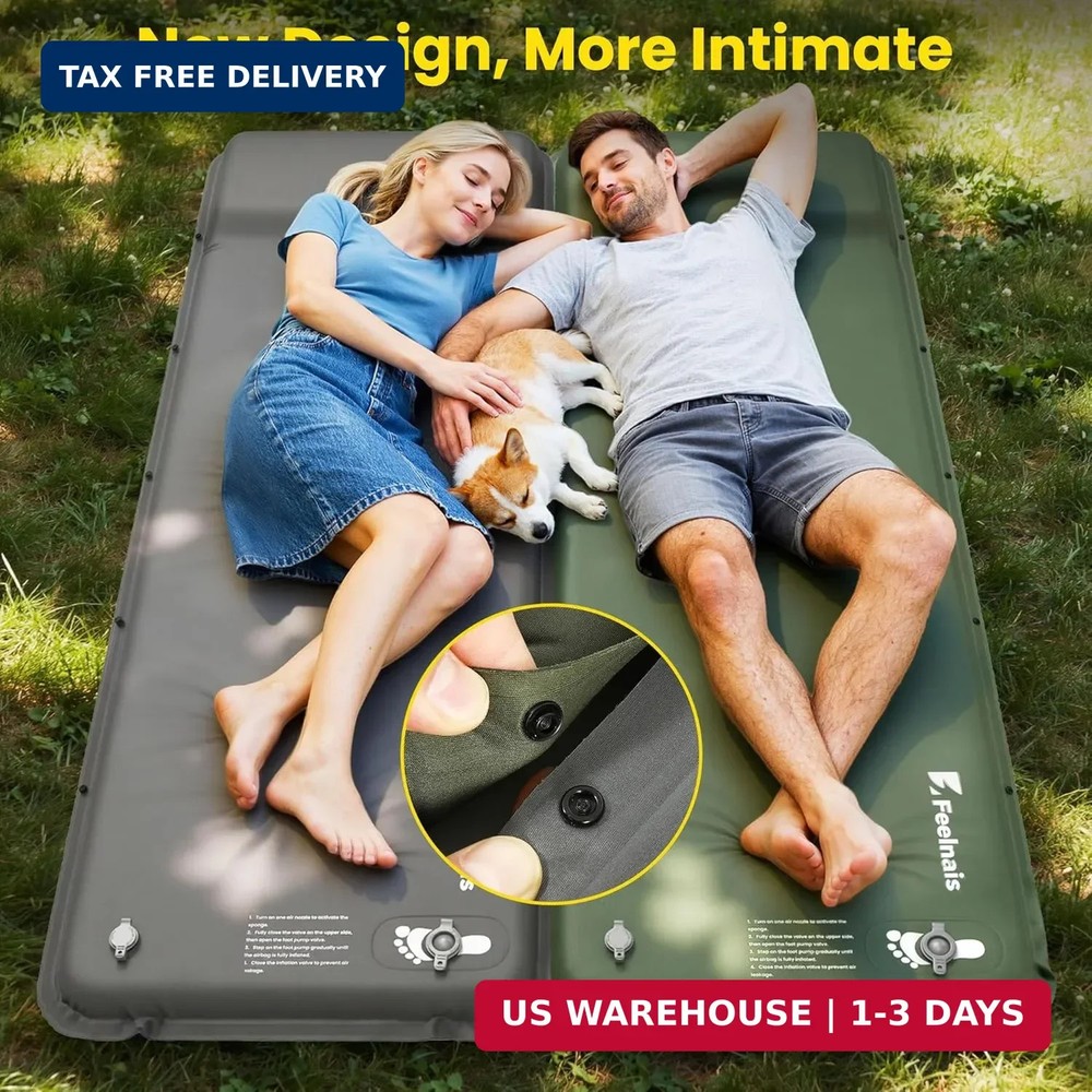 Camping Sleeping Pad, Built-in Foot Pump Inflatable Sleeping Pads, Memory Foam M