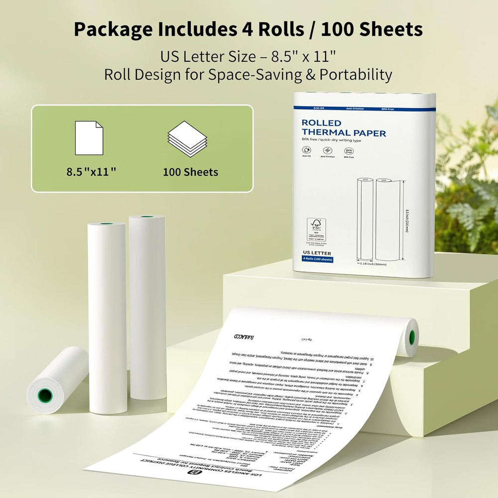 PD-A4 Printer & 7 Rolls Paper & Carry Case