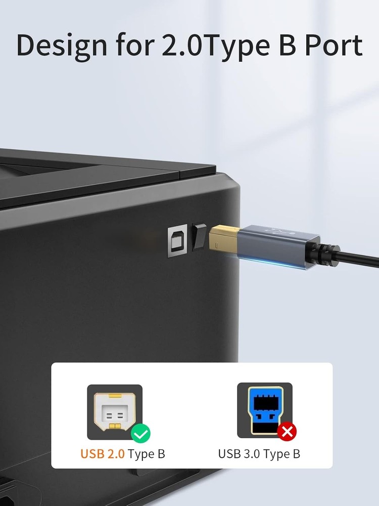 CableCreation USB B to C Printer Cable 10FT, USB-C Space Grey