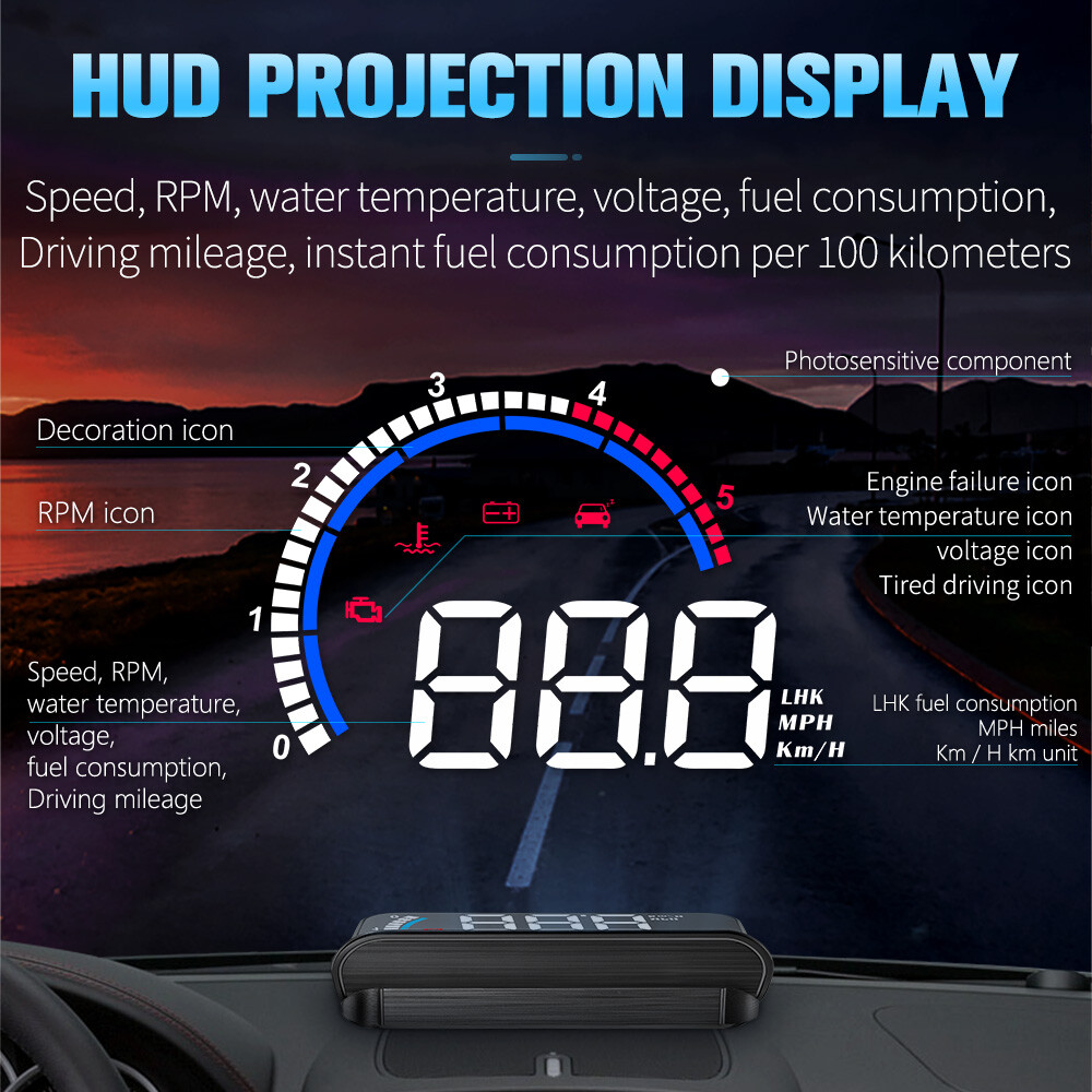 Car OBD HUD Head Up Display Projector Digital Speedometer Overspeed Warning M13