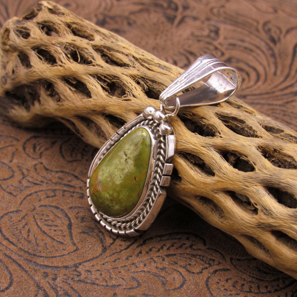 *Green Turquoise Sterling Silver Pendant