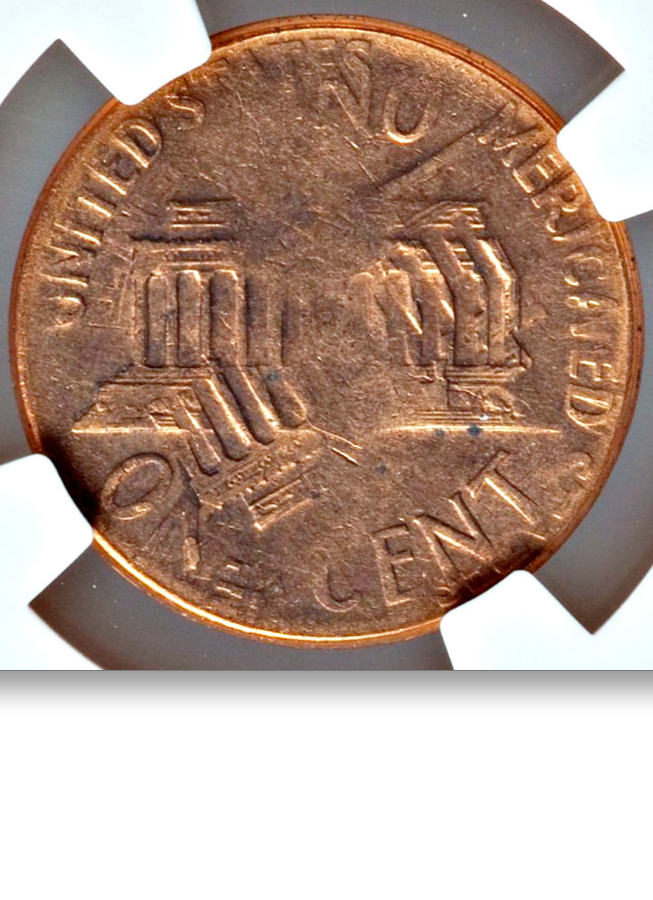 1966 NGC Die Adjustment Strike DOUBLE STRUCK Dramatic UNIQUE? Lincoln Cent 1c