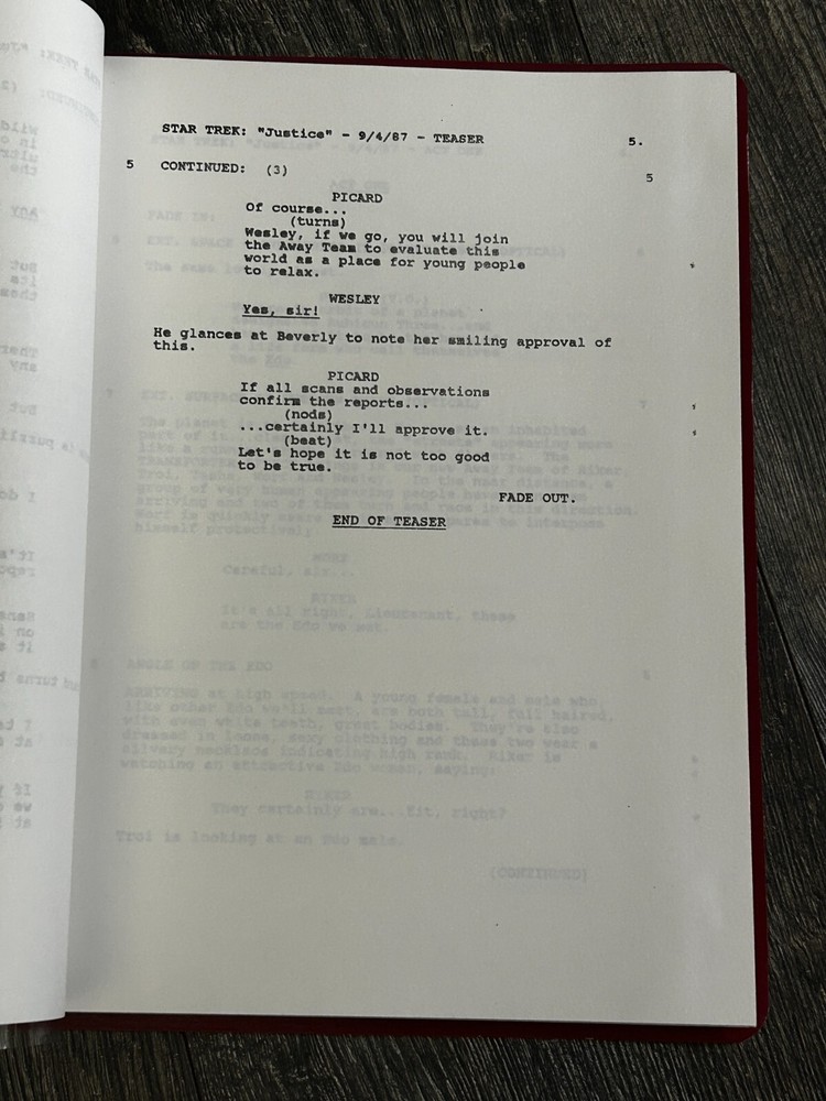 STAR TREK Script The Next Generation Justice 2nd Revision Final Draft Sep 4 1987